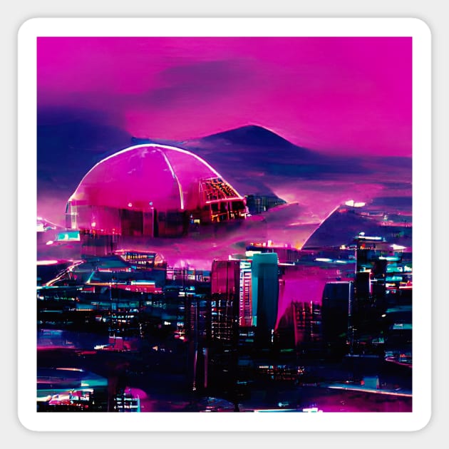 Futuristic Dome City Sticker by Mihadom